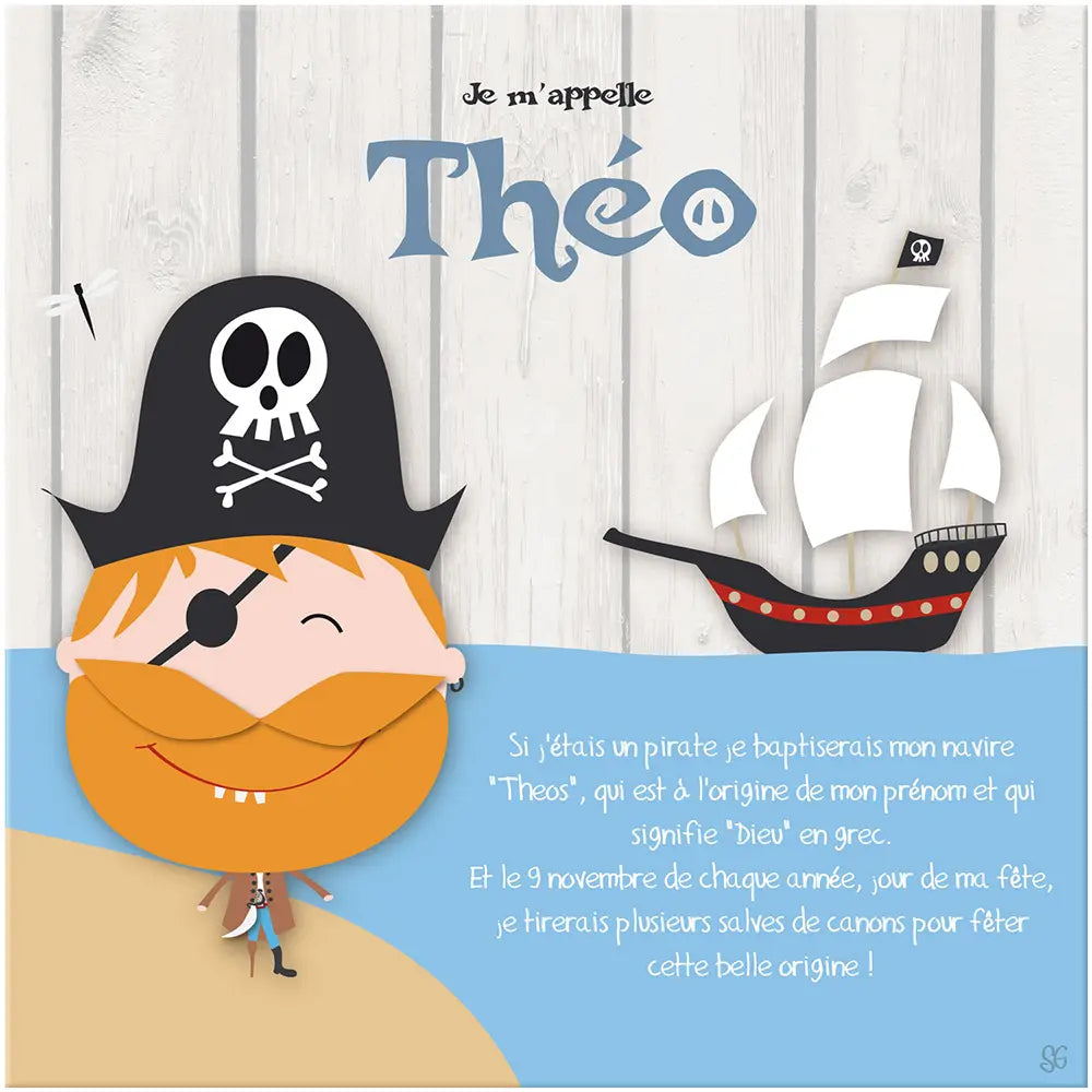 toile personnalisée prénom pirate barbe rousse
