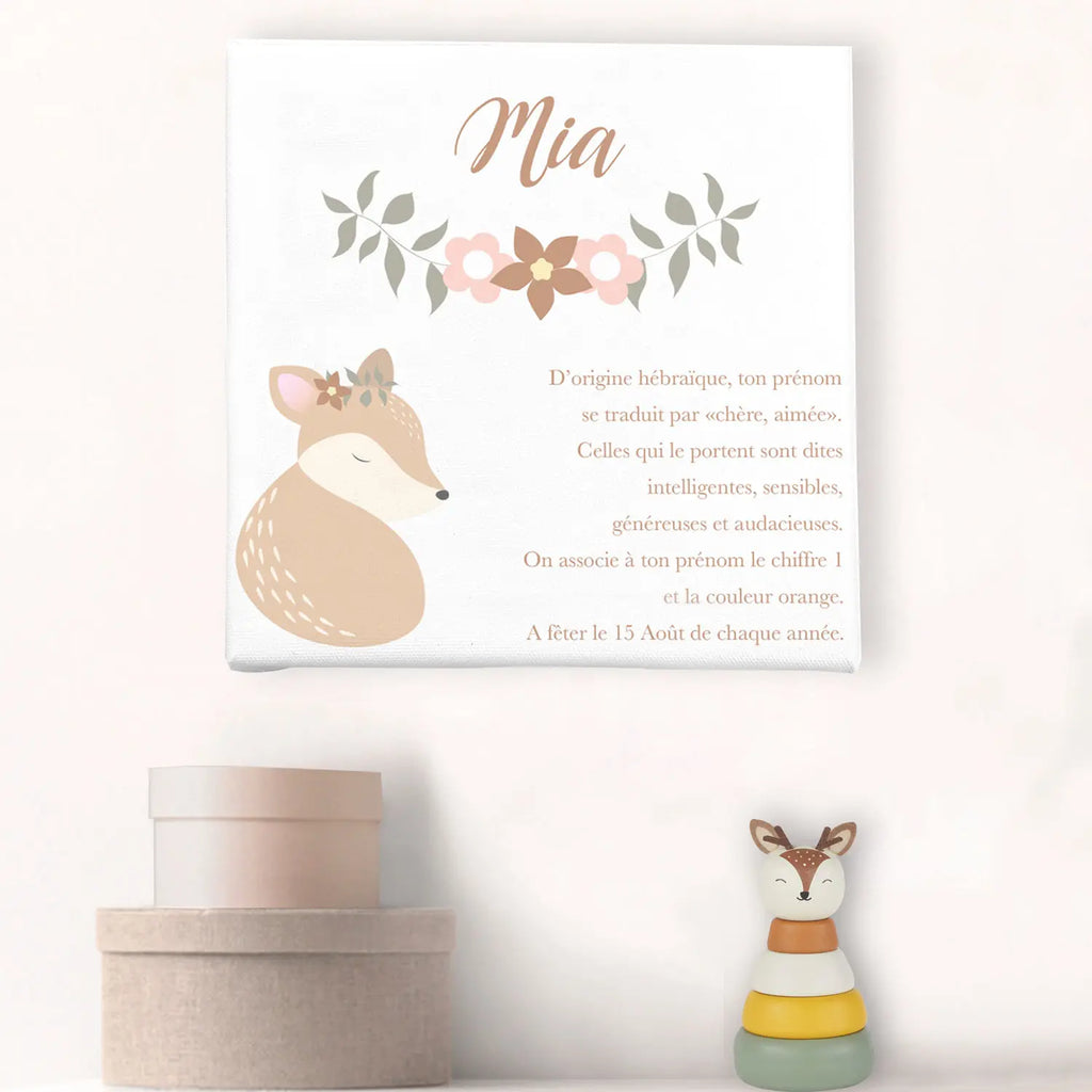 Toile personnalisée prénom Mia sur le thème de la biche