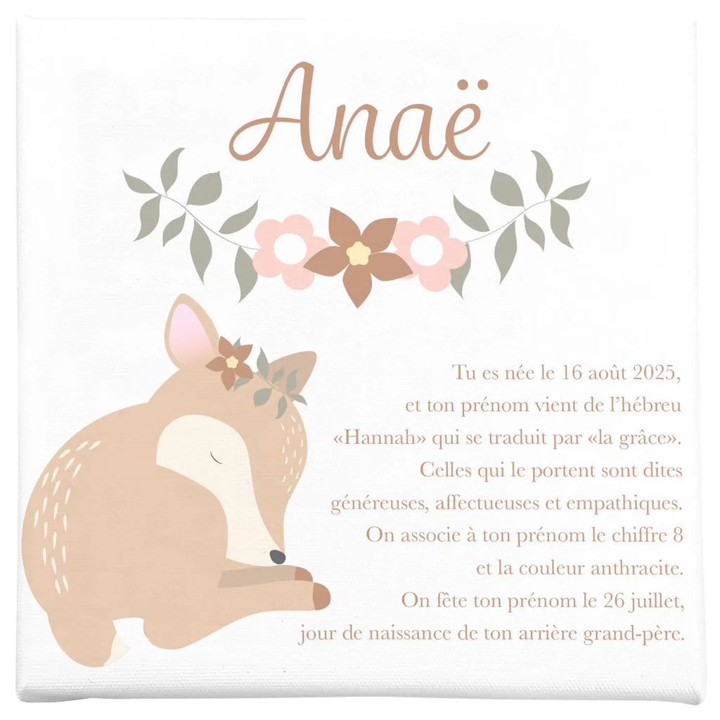 Toile biche personnalisée au prénom Anaë