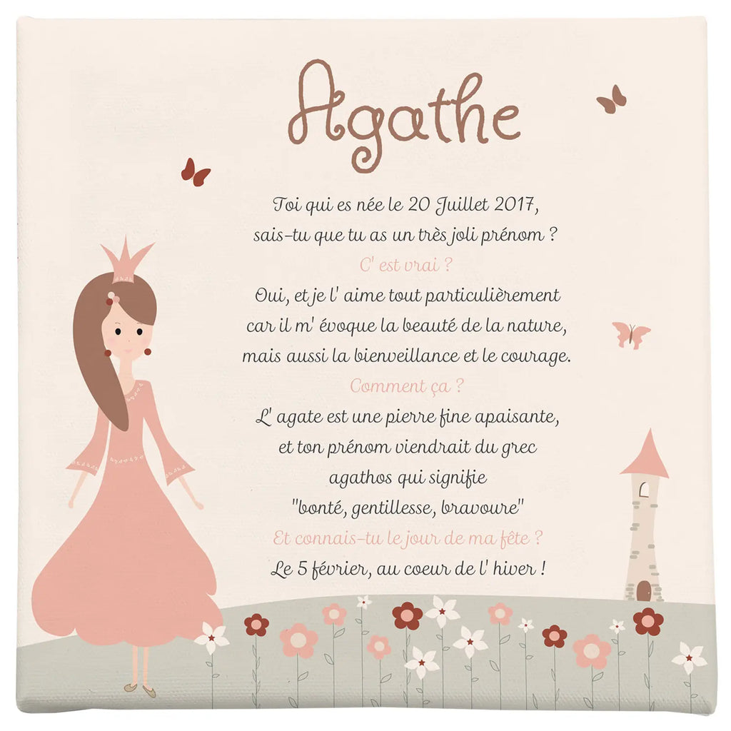 Toile princesse personnalisée autour du prénom Agathe