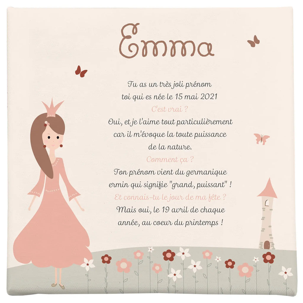 Toile princesse personnalisée autour du prénom Emma