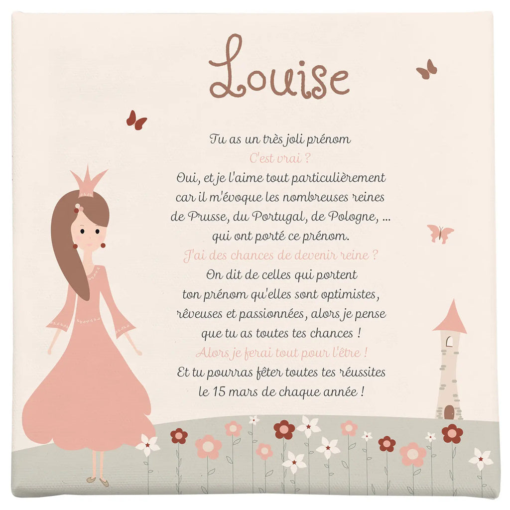 Toile princesse personnalisée autour du prénom Louise