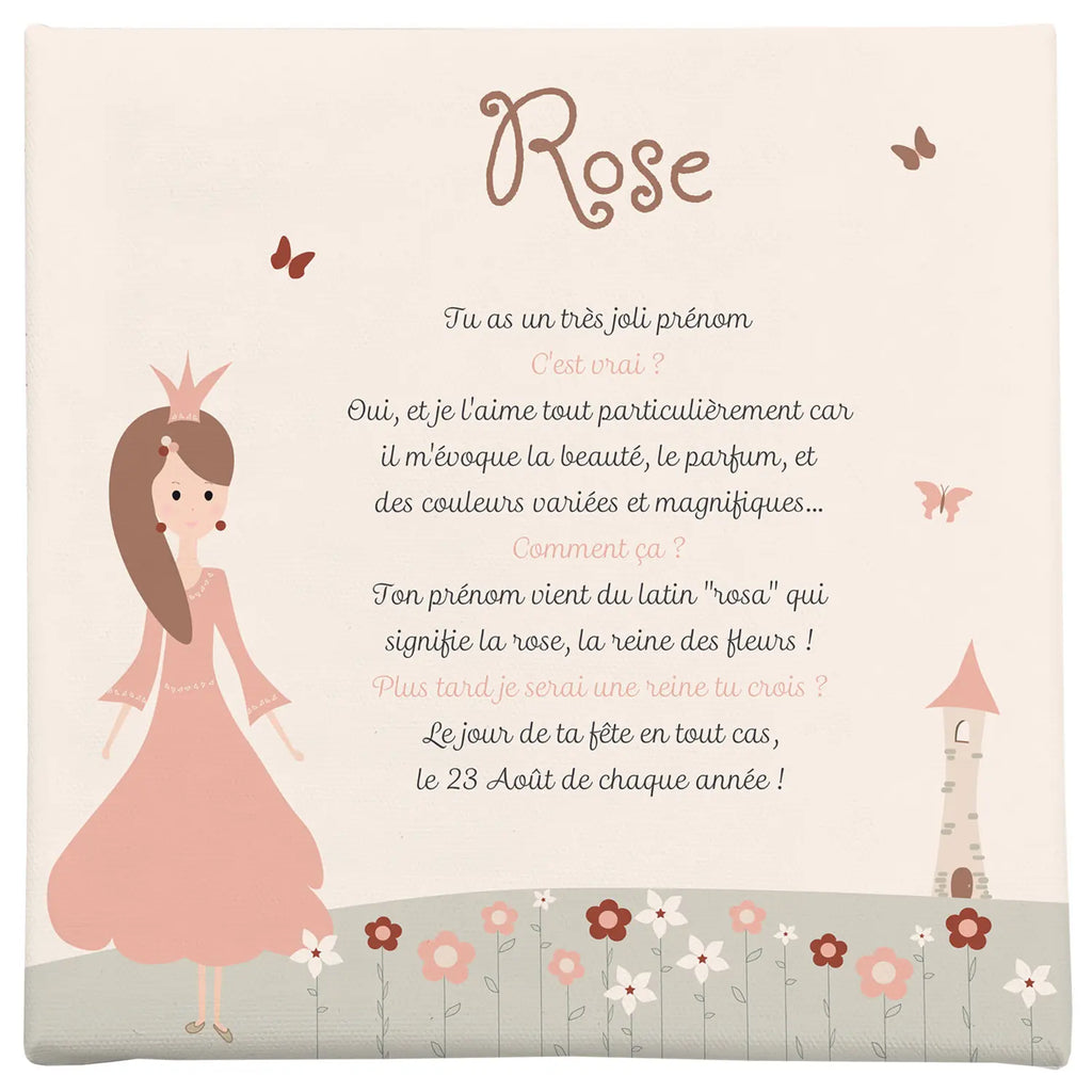 Toile princesse personnalisée autour du prénom Rose