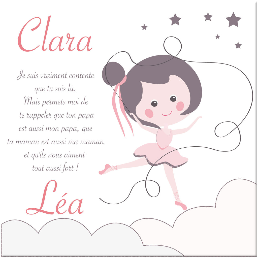 Toile pour la naissance d'une petite soeur thème danseuse