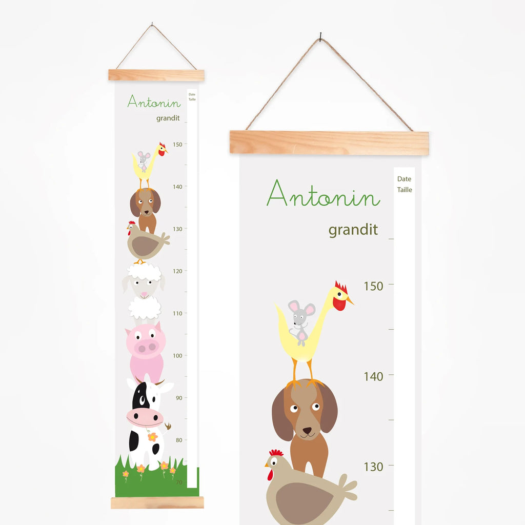 Toise enfant colorée et ludique des animaux de la ferme
