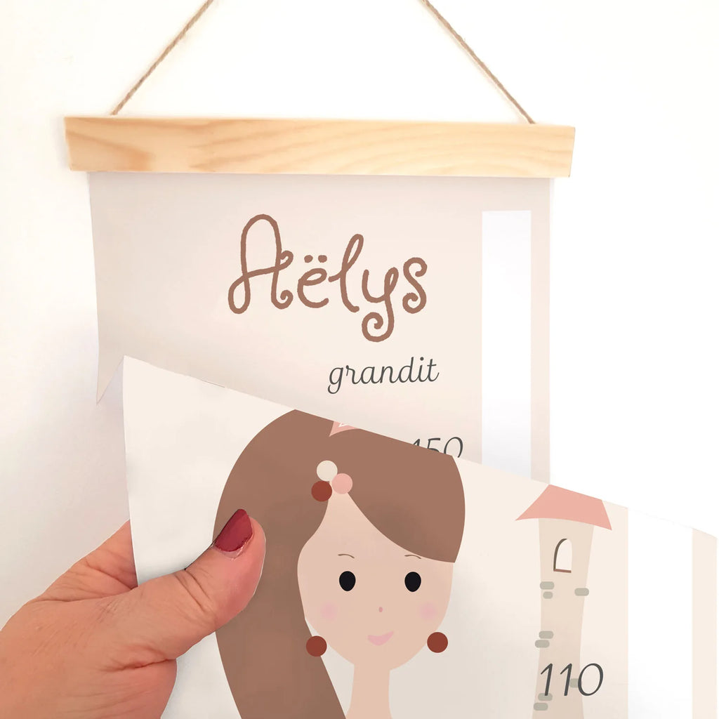 Toise princesse en tissu souple et baguettes bois