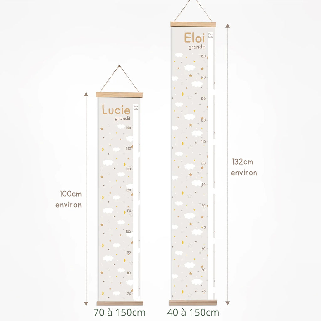 Toise motif nuages et étoiles proposée e deux formats