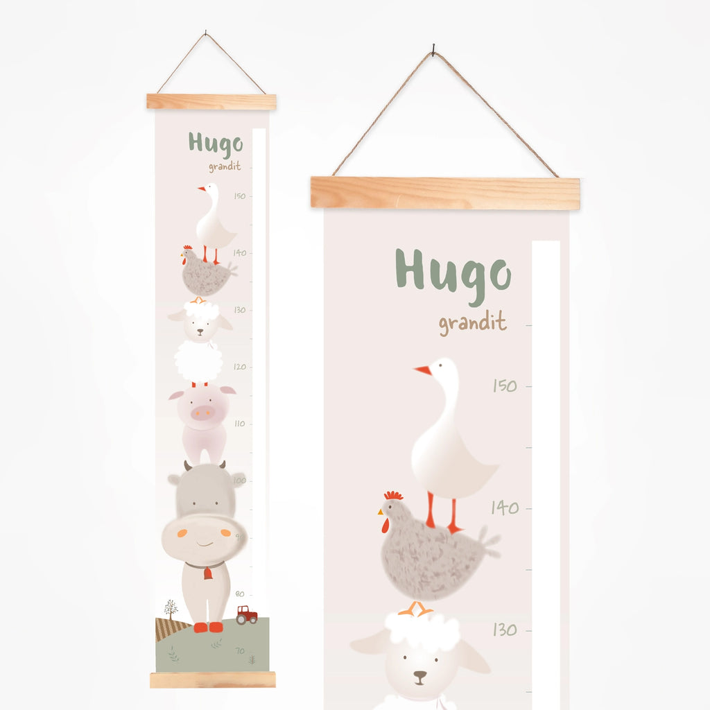 Toise bébé animaux de la ferme aux couleurs douces et tendance