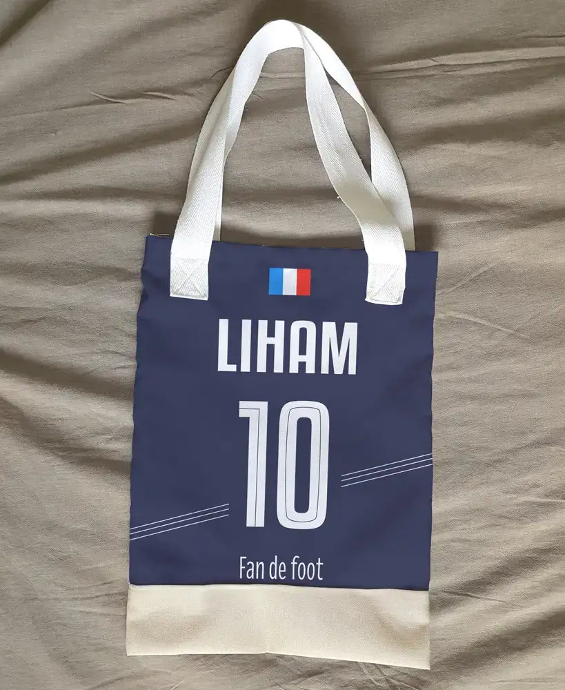 Tote bag foot à personnaliser avec prénom et chiffre