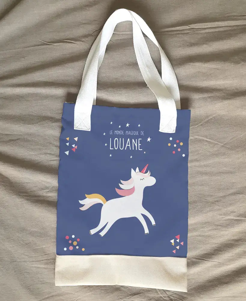 Tote bag personnalisé avec licorne et flamant rose