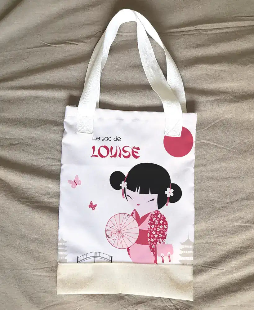 Tote bag personnalisé de la poupée kokeshi