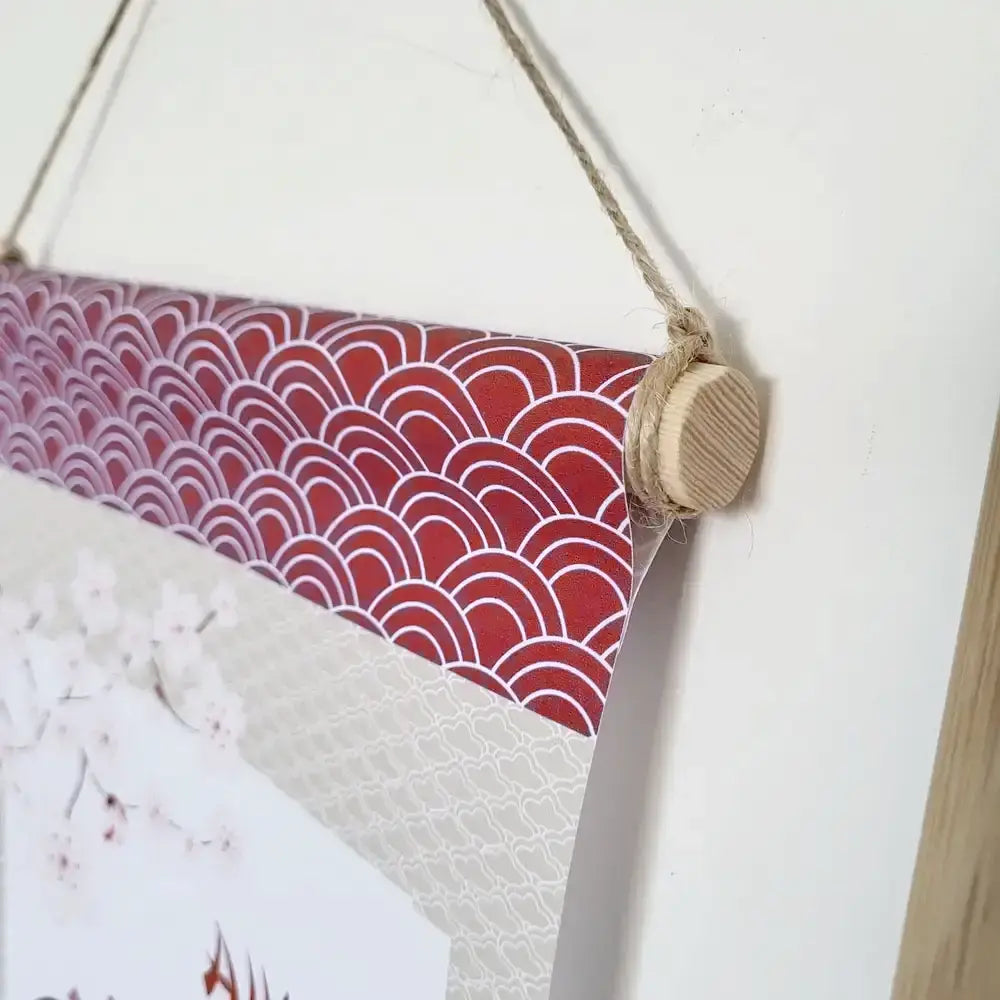 Kakemono japonais et rondins de bois