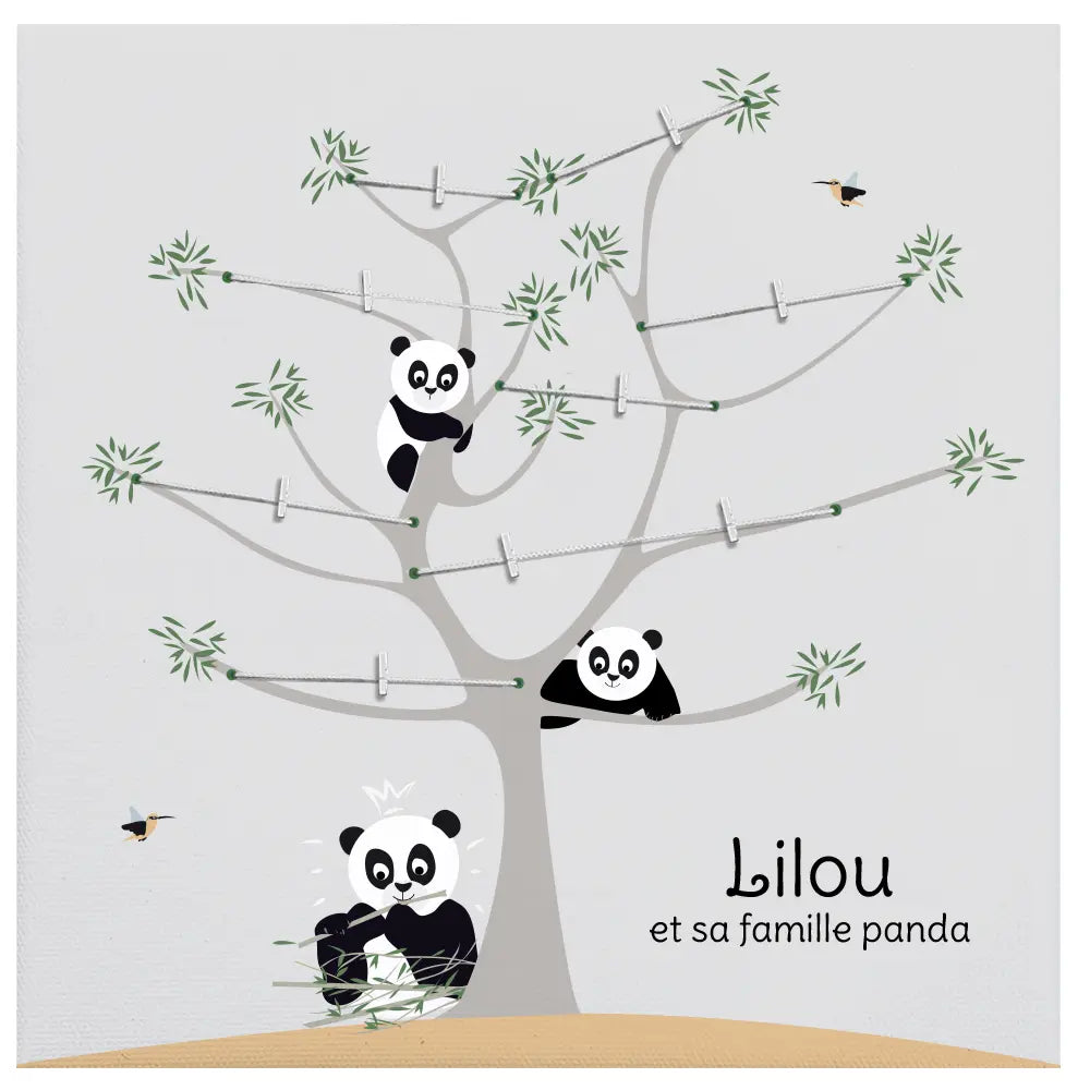 Arbre généalogique personnalisable décoratif thème panda