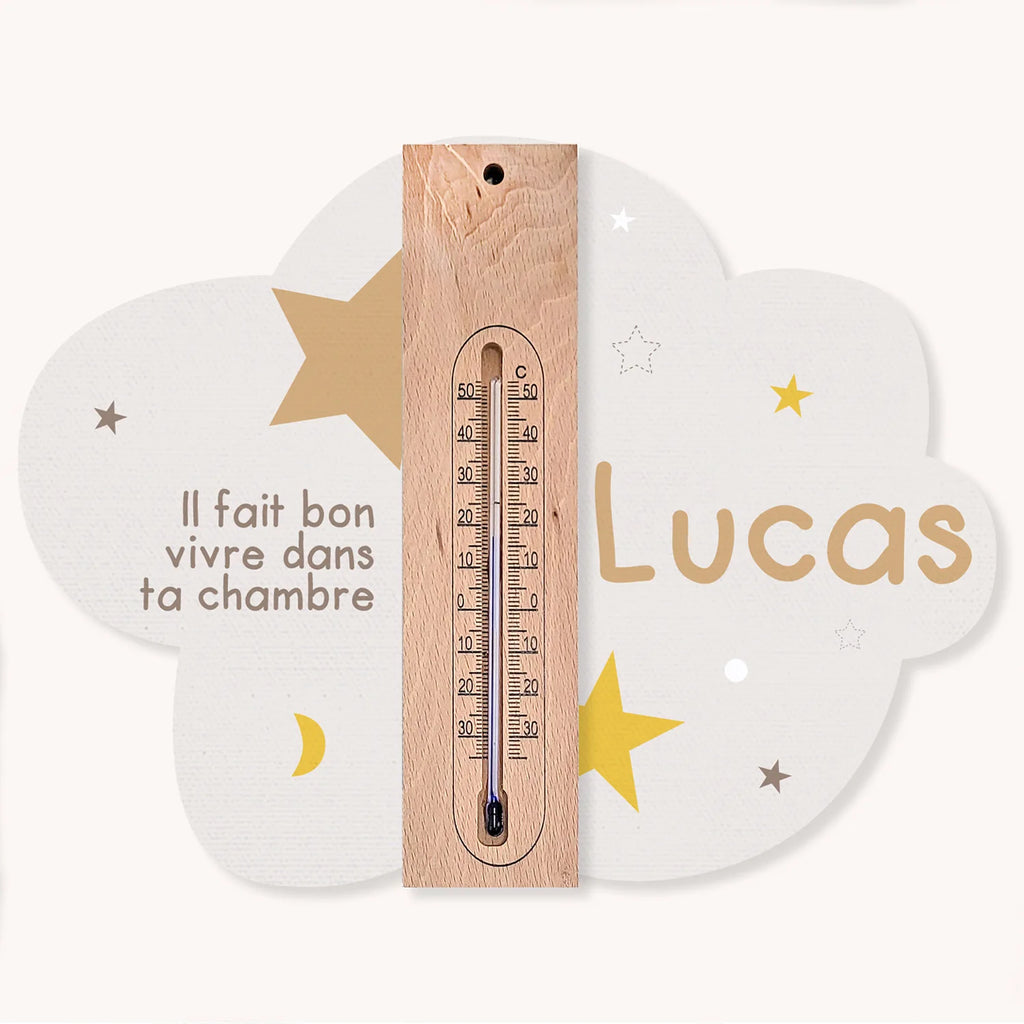 Cadre thermometre nuages et étoiles design