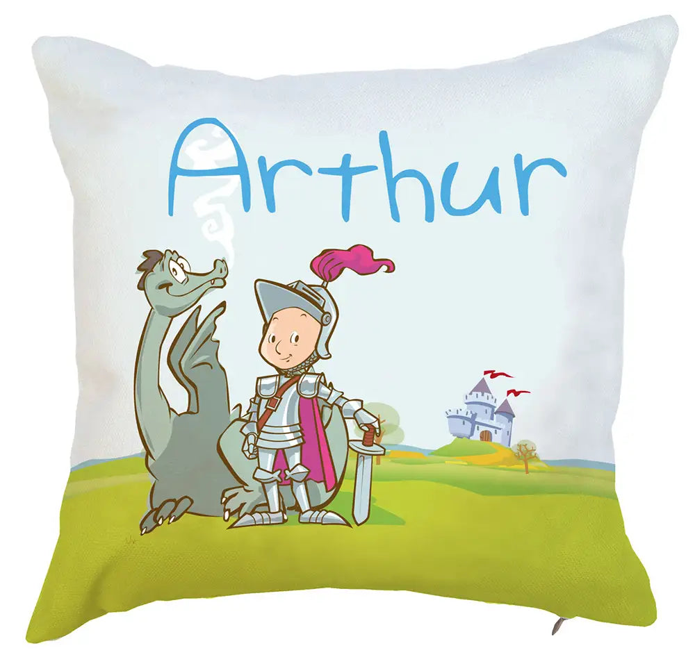 Coussin prénom chevalier et son dragon ou sa monture
