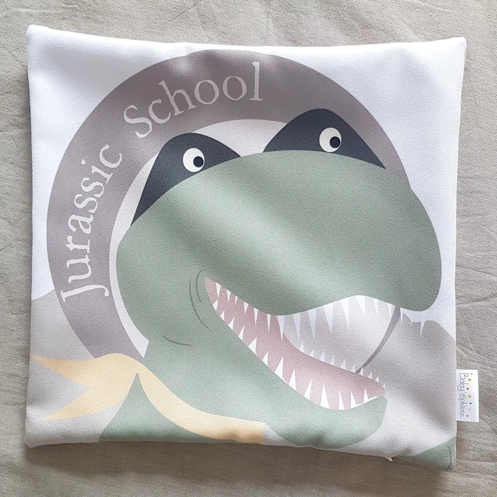 Coussin personnalisé dinosaure pour aller à l'école