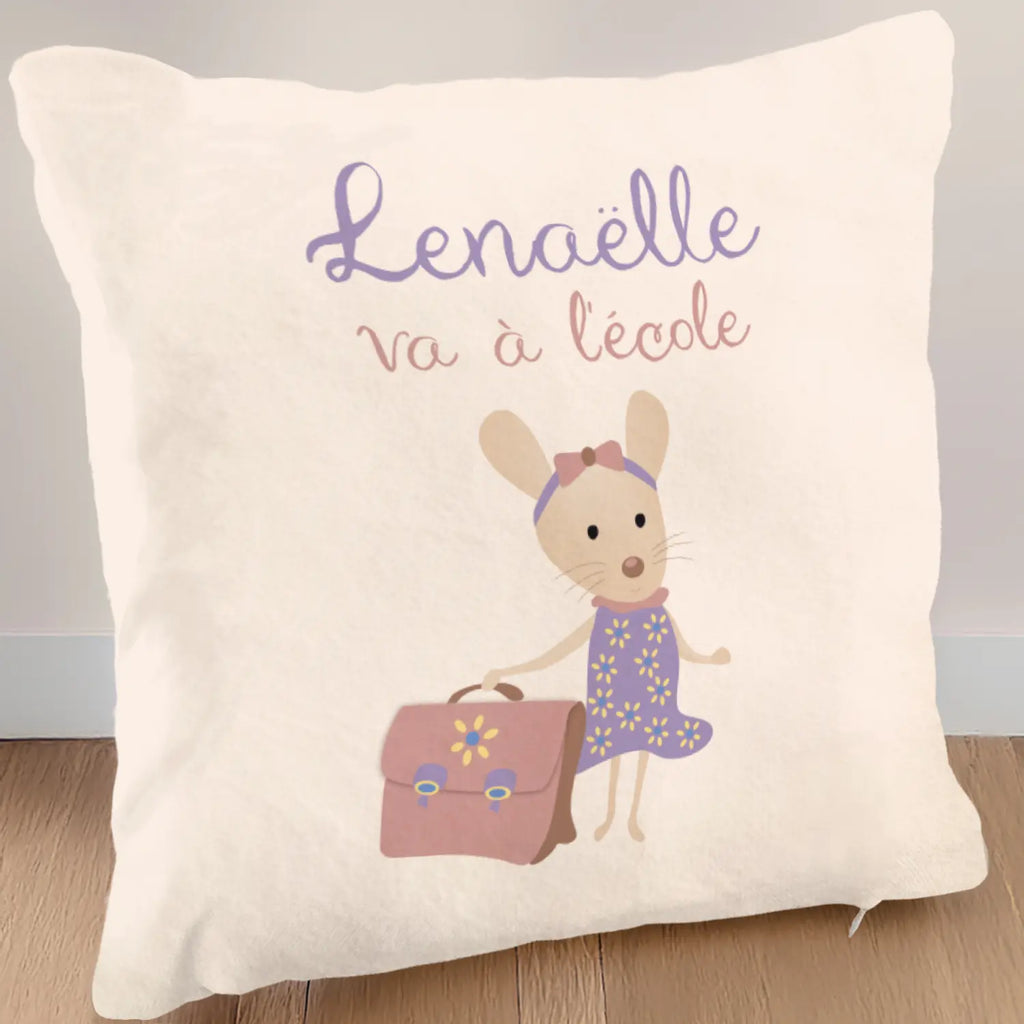 Coussin prénom fille rentrée des classes avec souris