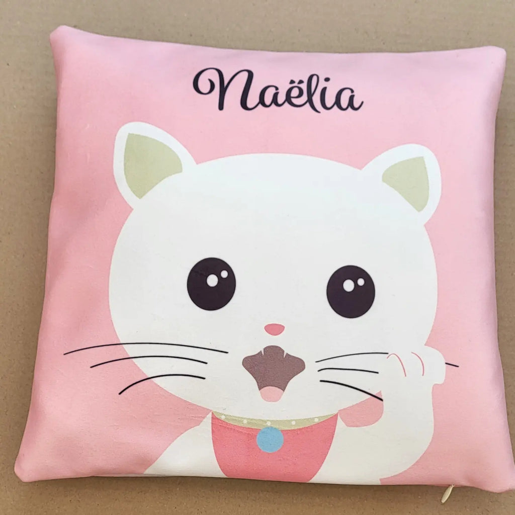 Coussin sieste école personnalisé du chat kawaii