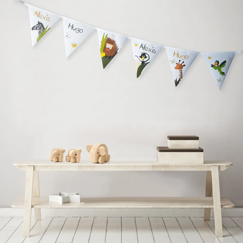 Guirlande tissu personnalisée des animaux de la jungle