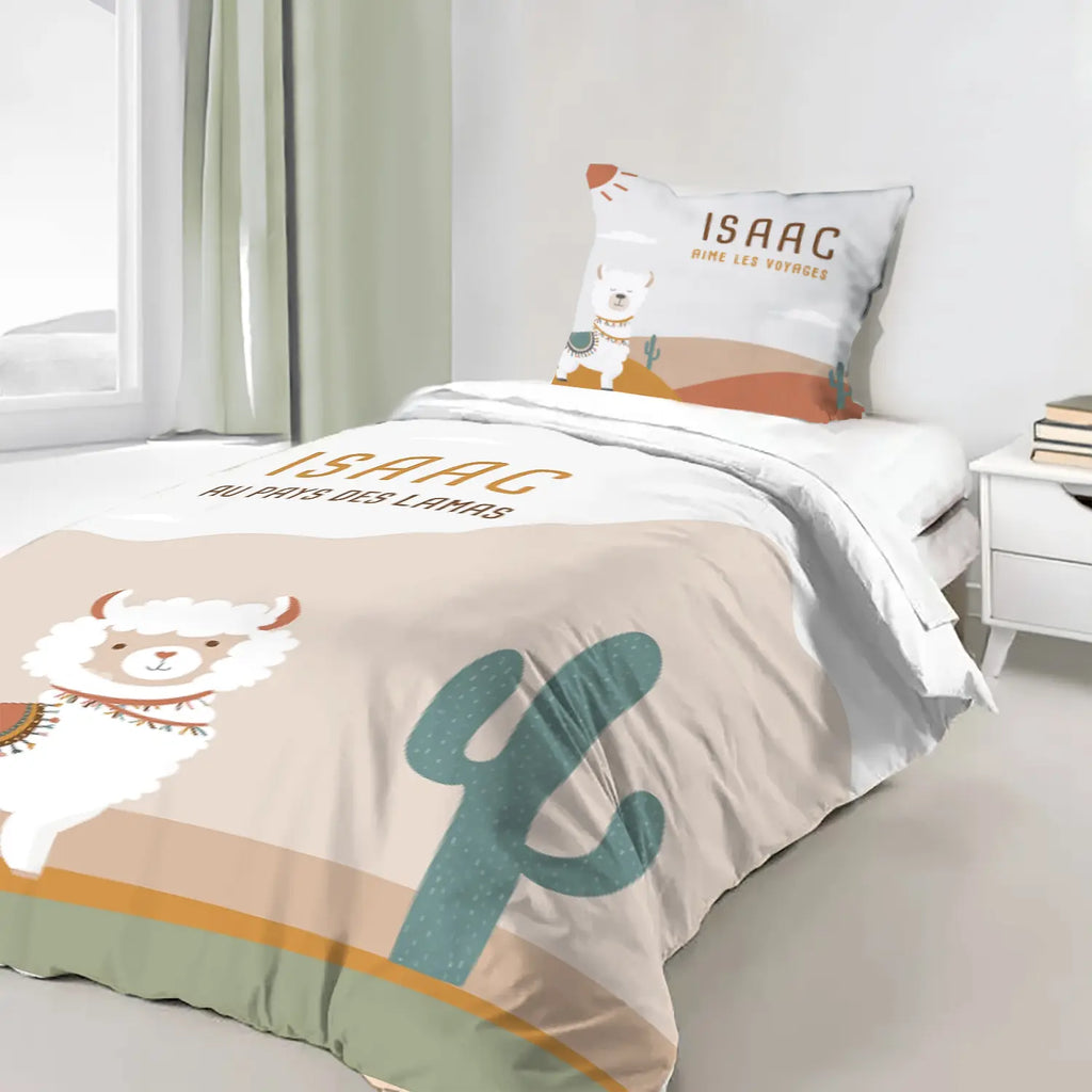 Housse de couette personnalisée du pays des lamas