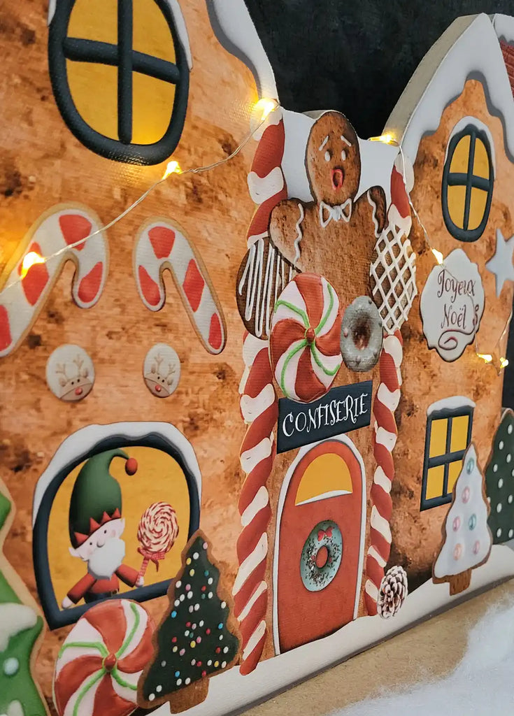 Zoom confiserie village noël en décor