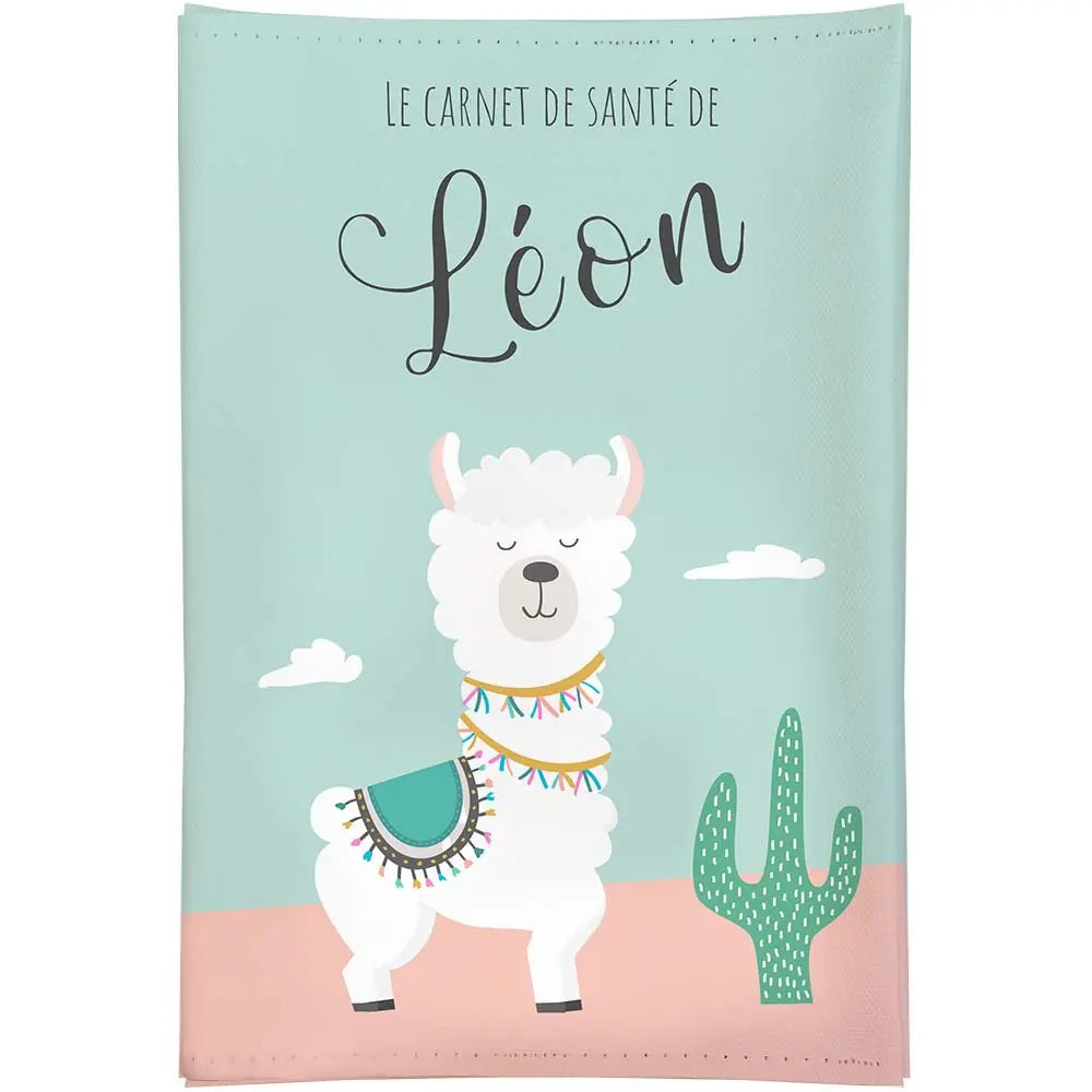 Protège carnet de santé personnalisé du petit lama