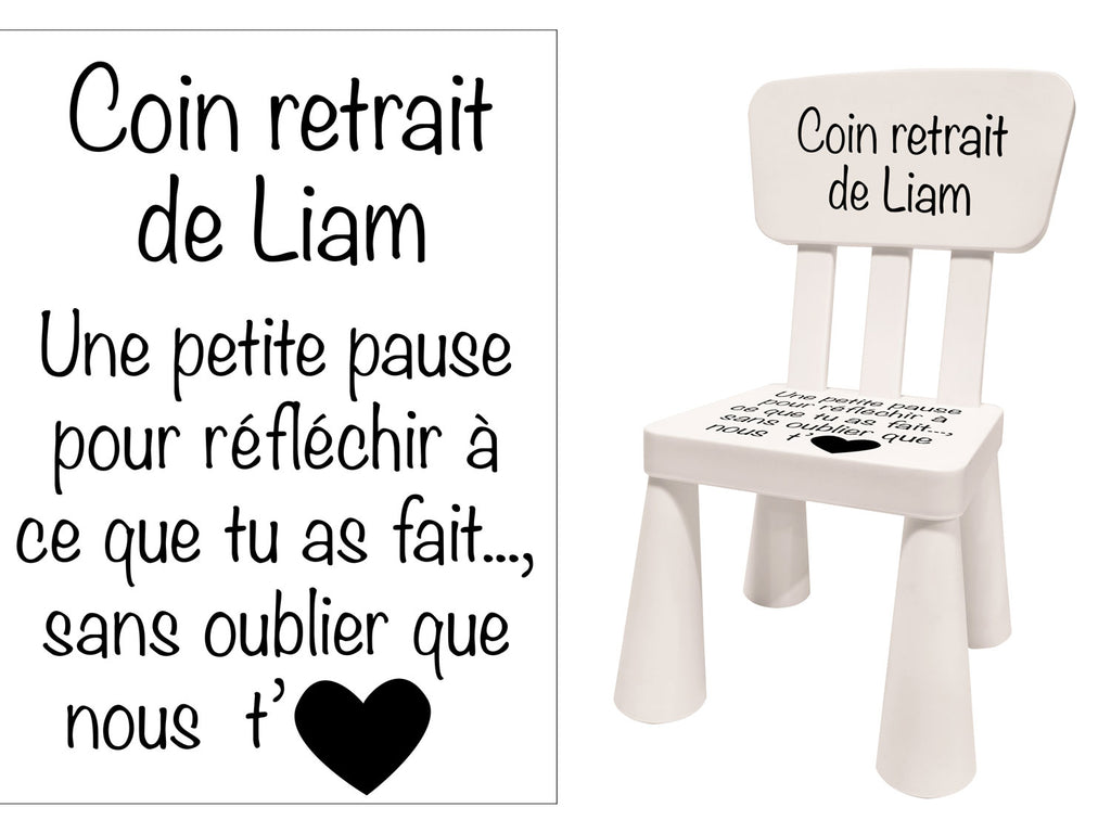 Sticker coin retrait à coller sur une chaise enfant