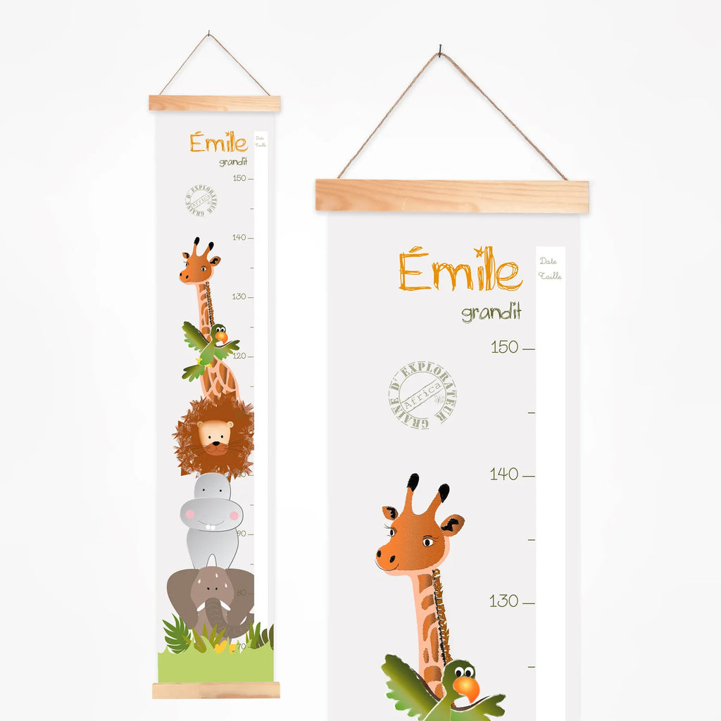 Toise tissu personnalisée des animaux de la jungle les uns sur les autres