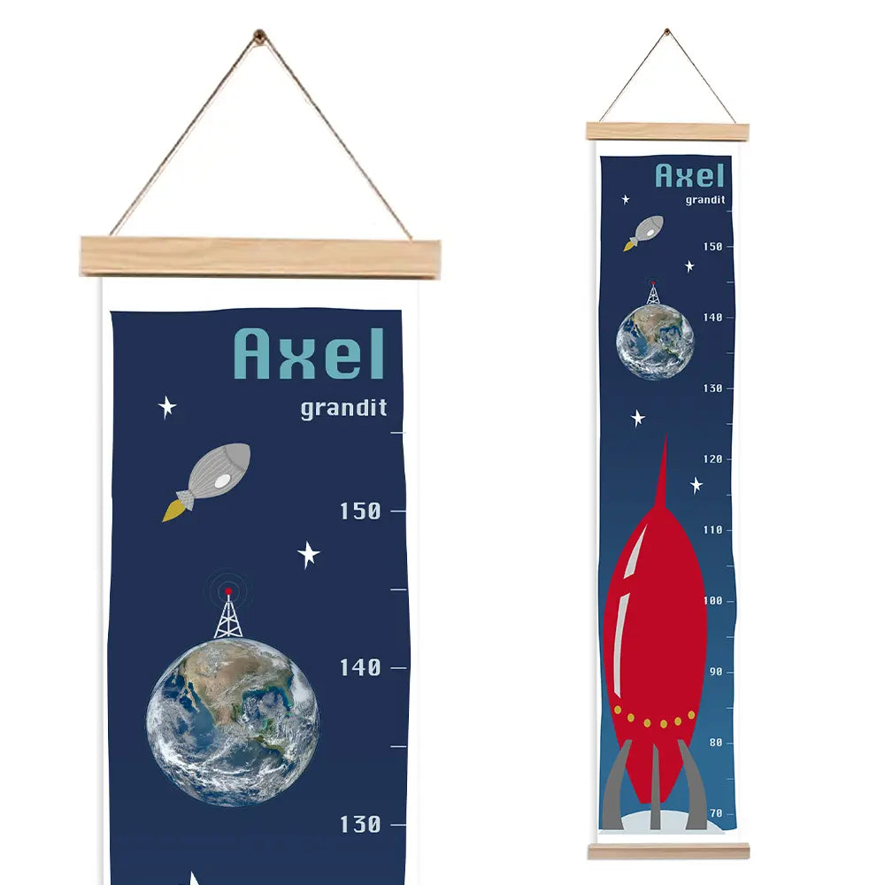Toise tissu avec fusée, planète et étoiles