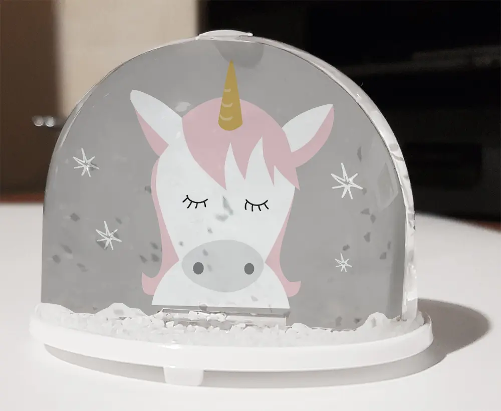 Boule à neige licorne design personnalisée