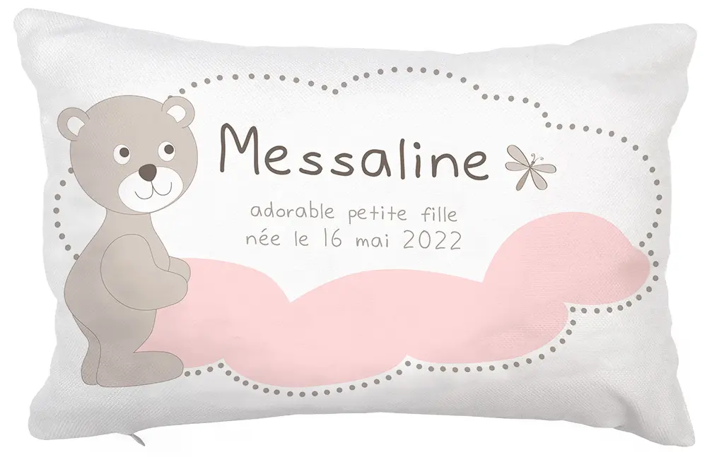 Coussin rectangulaire nuage rose et taupe
