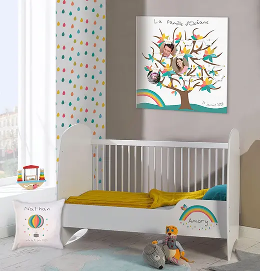 Une déco chambre bébé arc-en-ciel aux couleurs tendance