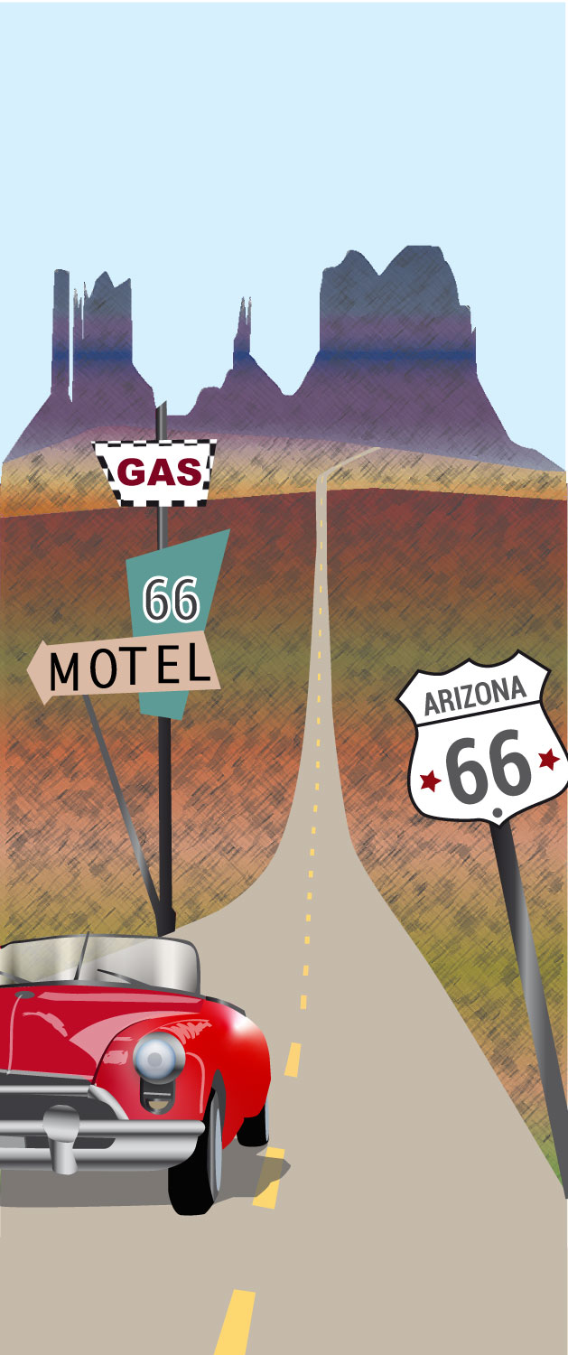 Déco murale géante de la mythique Route 66