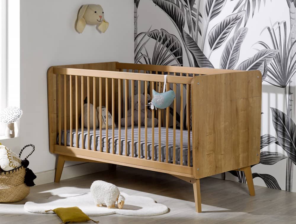 Lit bébé à barreaux transformable en petit lit VINTAGE 70x140cm