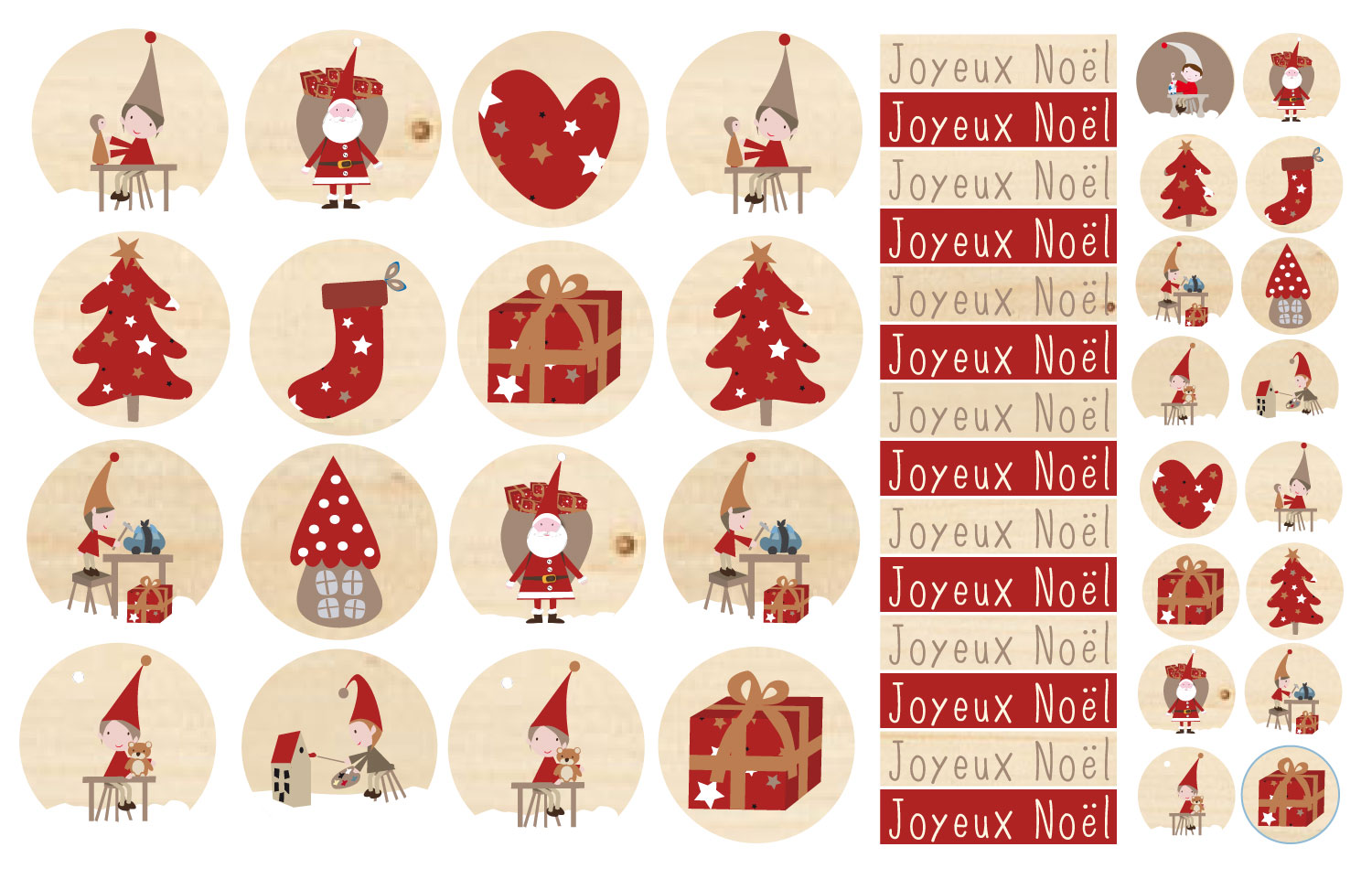 Planche stickers Joyeux Noël des lutins