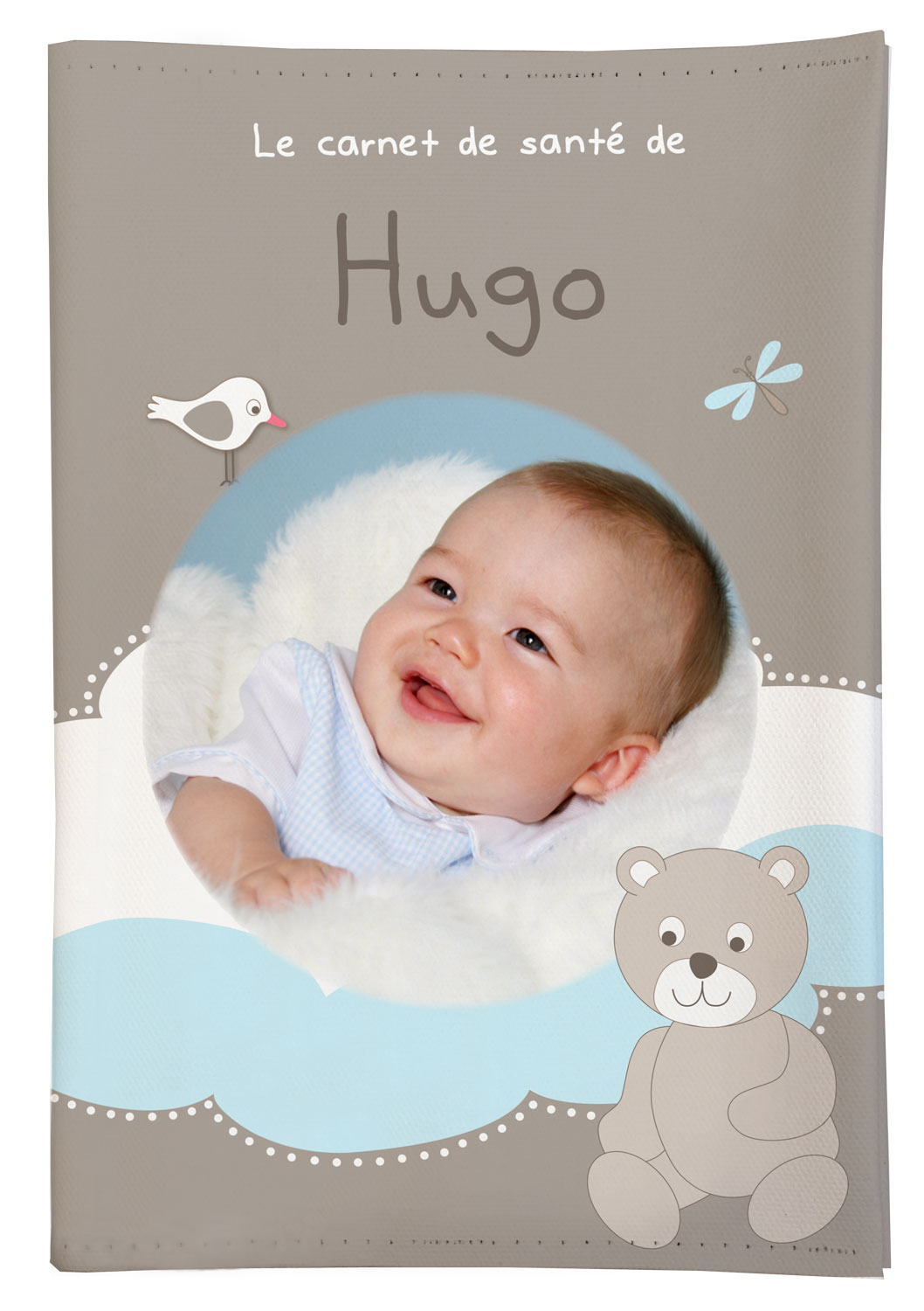 Protège carnet de santé bébés garçon nuage avec photo
