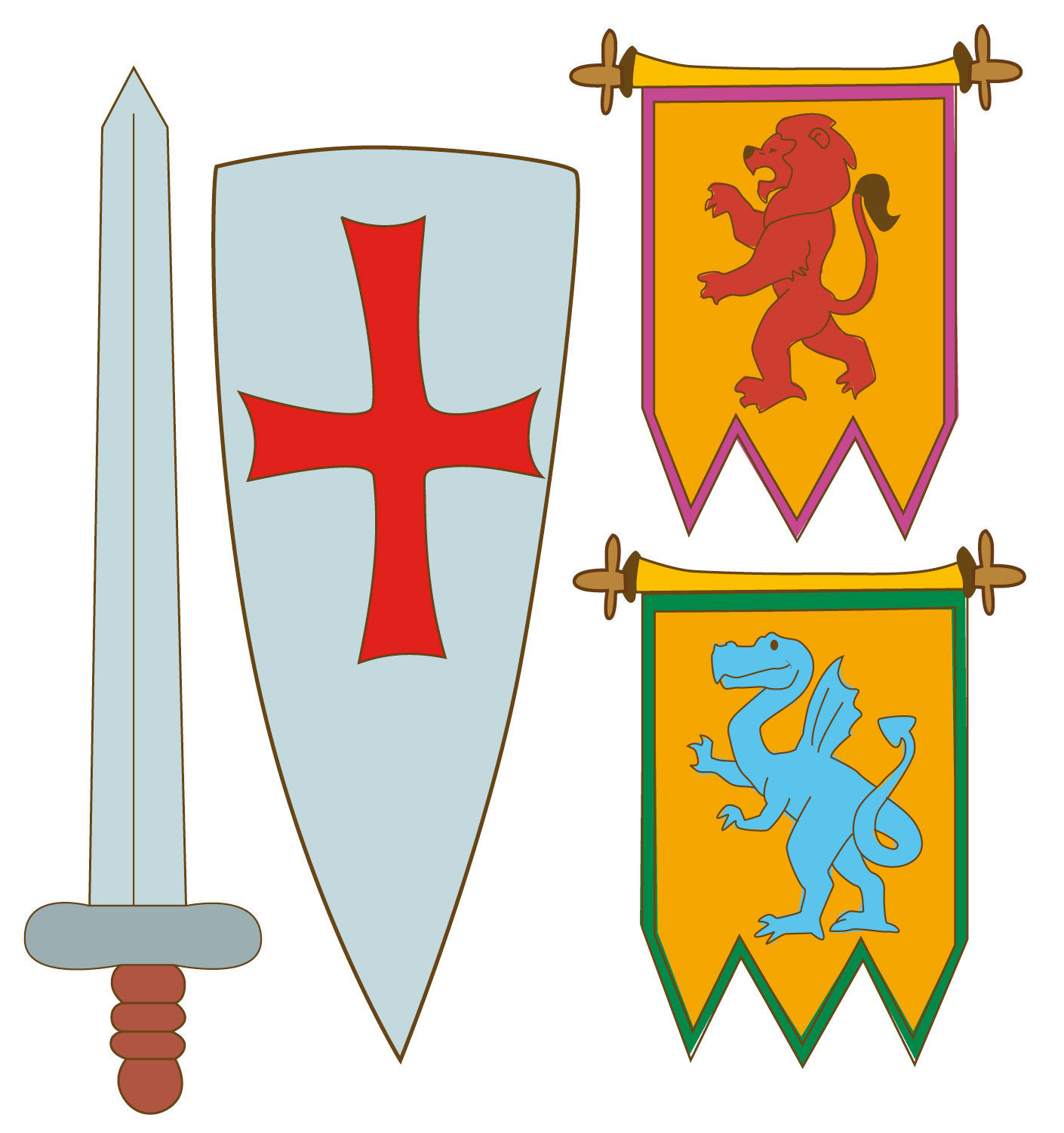 Sticker épée, écu et blasons de chevalier