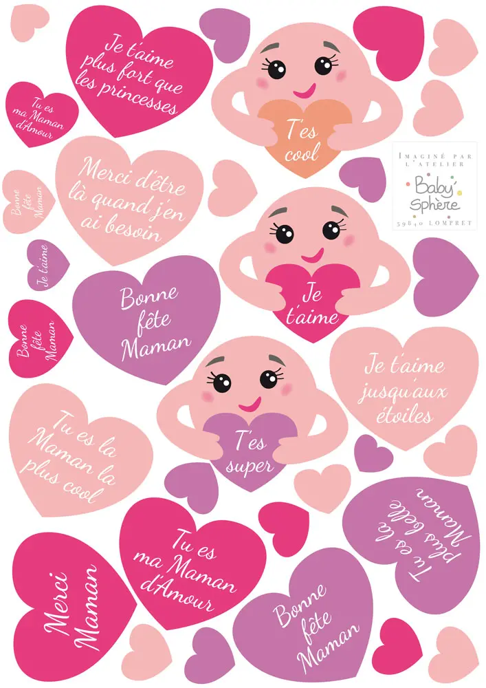 Stickers repositionnables et personnalisées pour la fête des mères