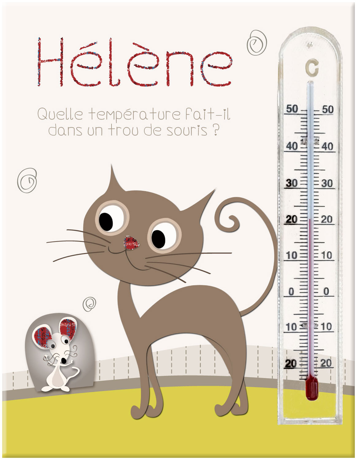 Cadre thermomètre chat et souris