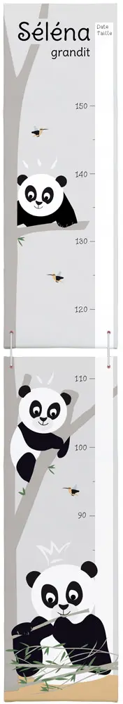 Toise panda en bois pour chambre de bébé
