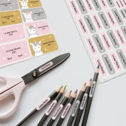 Stickers pour crayons avec prénom et nom thème licorne