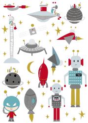 stickers espace, vaisseaux et astronautes