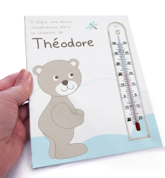 cadre thermomètre chambre bébé oursons bleu