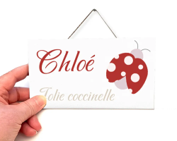 Mini plaque prénom coccinelle