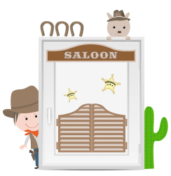 Parure fenêtre enfants western avec cow-boy et saloon
