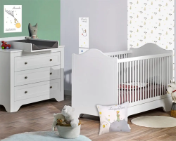 Chambre bébé select blanche avec lit et commode
