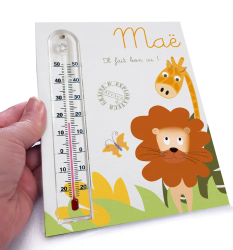 cadre thermomètre personnalisé et ses bébés animaux
