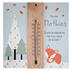 thermomètre personnalisé sur cadre avec renard roux