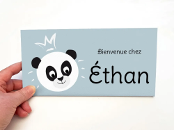 Plaque de porte personnalisée au prénom thème panda