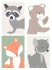 4 affiches bébé avec des animaux de la forêt